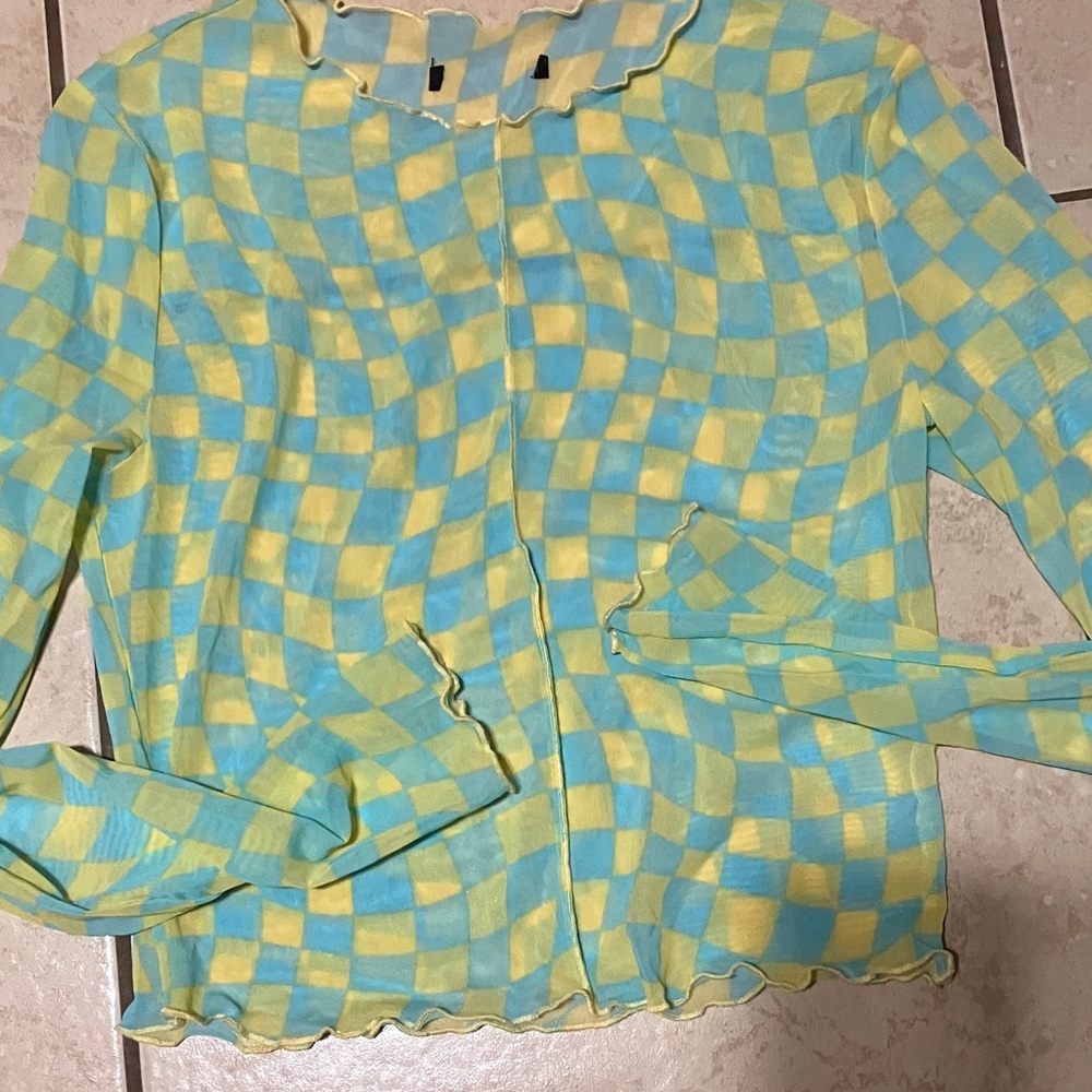 Blue and Yellow Checkered Top